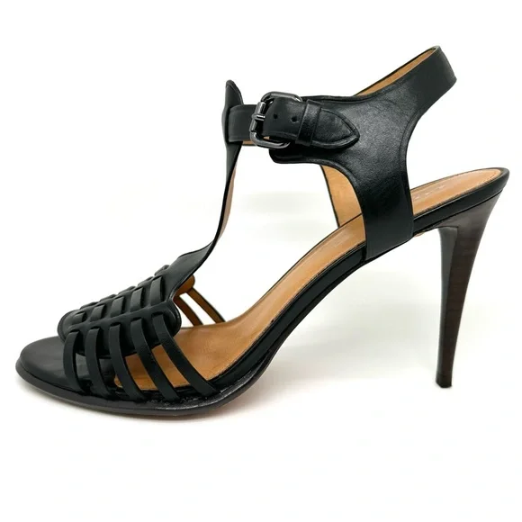 🎉COACH Izzy Leather Black Strappy Sandals 10 - Picture 9 of 16